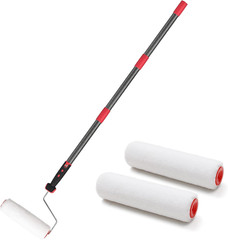 24″~72″ long handle Extend steel Pole Painting Roller w/ 3-free Brush drywall