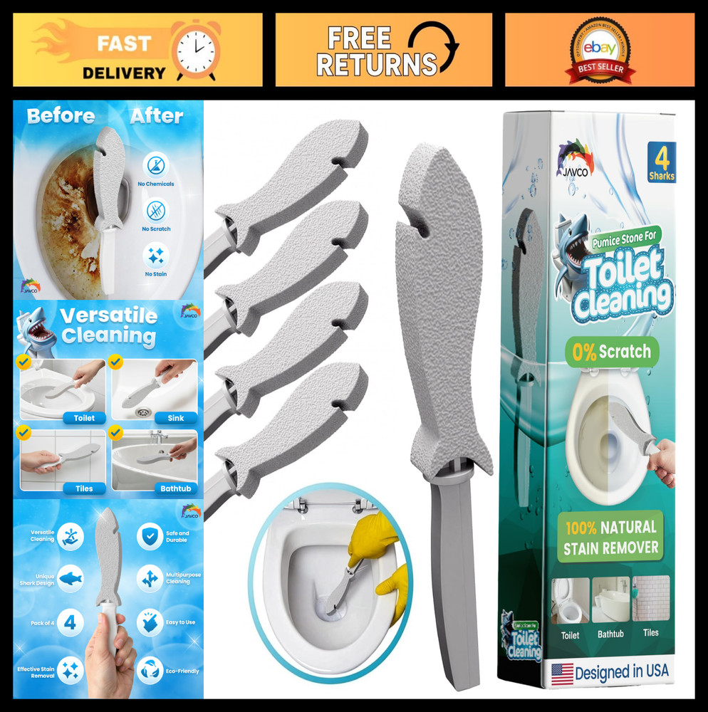 Pumice Stone Cleaning Set with Handle – 4 Pack Scrubbing Stones for Tile & Toile