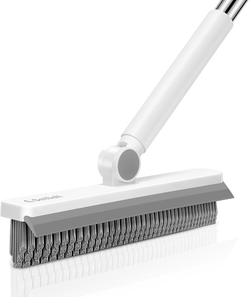 Grout Cleaner Brush with Long Handle, V-Shaped Floor Scrub Brush | Swivel Grout