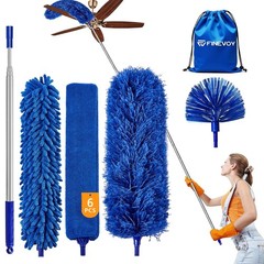 Dusters 6-in-1 Kit with Extension Pole 100 Inches for Cleaning Cobweb Microfiber