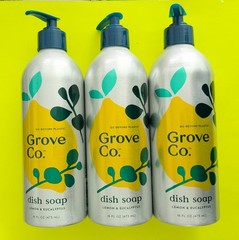 Grove Co Dish Soap Lemon & Eucalyptus Metal Bottle with Pump 16 oz – Lot of 3