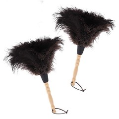 Natural Black Ostrich Feather Duster, for Cleaning，2 Packs