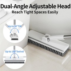 Floor Scrub Brush with 55″ Long Handle, 2-in-1 Floor Brush with Built-in Sque…
