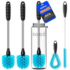 4 Pack Bottle Brush Set, 14.5″ Long Handle Stainless Steel Bottle Cleaner Bru…