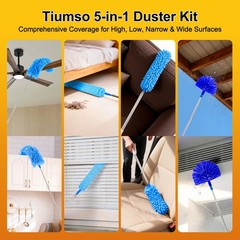 5-in-1 Microfiber Duster Kit with 100” Extension Pole – Reinforced Stainless …