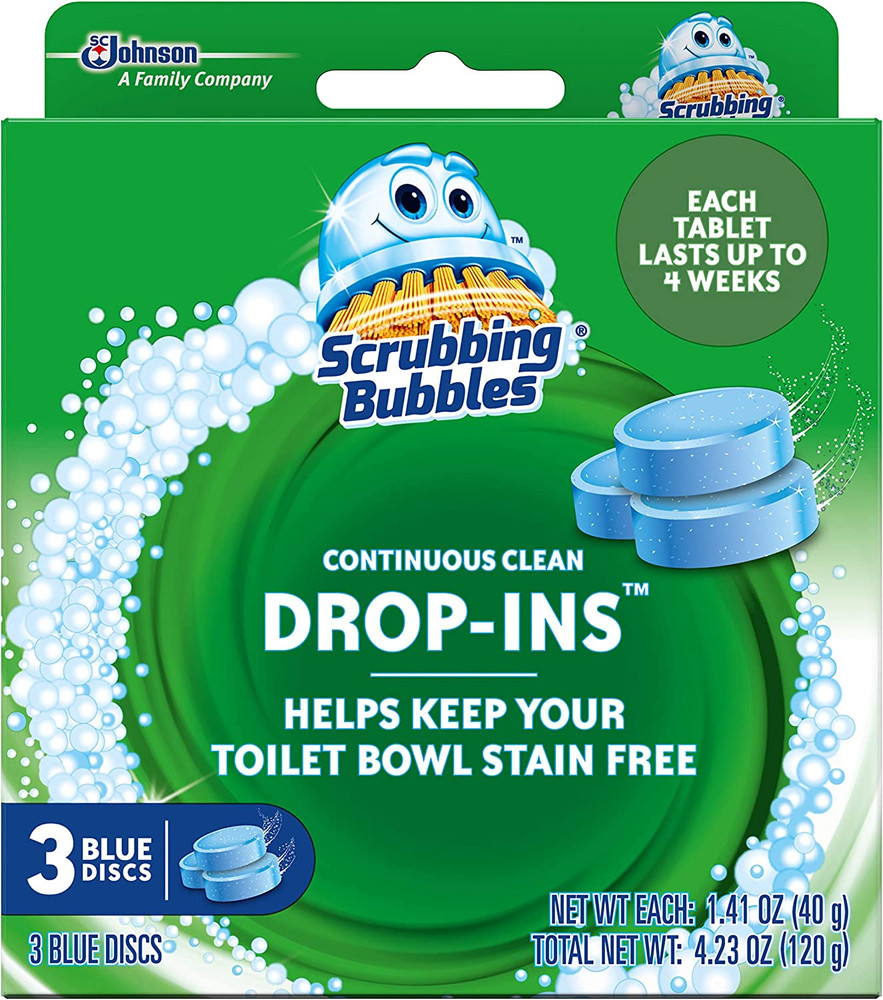 Continuous Clean Toilet Drop Ins, Helps Prevent Limescale Buildup, 3 Tablets