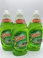 (3) Gain Original Dish Soap Washing Liquid 21.6oz Hard Grease Home Kitchen Clean