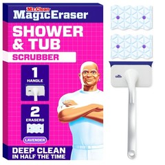 Eraser Shower & Tub Scrubber, Lavender Starter Kit, 1 Scrubber & 2 Erasers