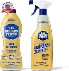 Bar Keepers Friend Soft Cleanser 26 oz + Spray & Foam Multipurpose MORE Spray Cl