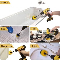 3PCS Drill Brush Set Power Scrubber Cleaner Tile Grout Tub Shower Bathroom
