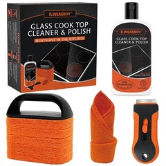 Glass Stove Top Cleaner Kit 12oz No Scratch Remover with Pad, Scraper, Cloth
