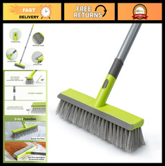 57″ Long Handle Floor Scrub Brush – 2-in-1 Scraper & Deck Cleaner for Concrete,