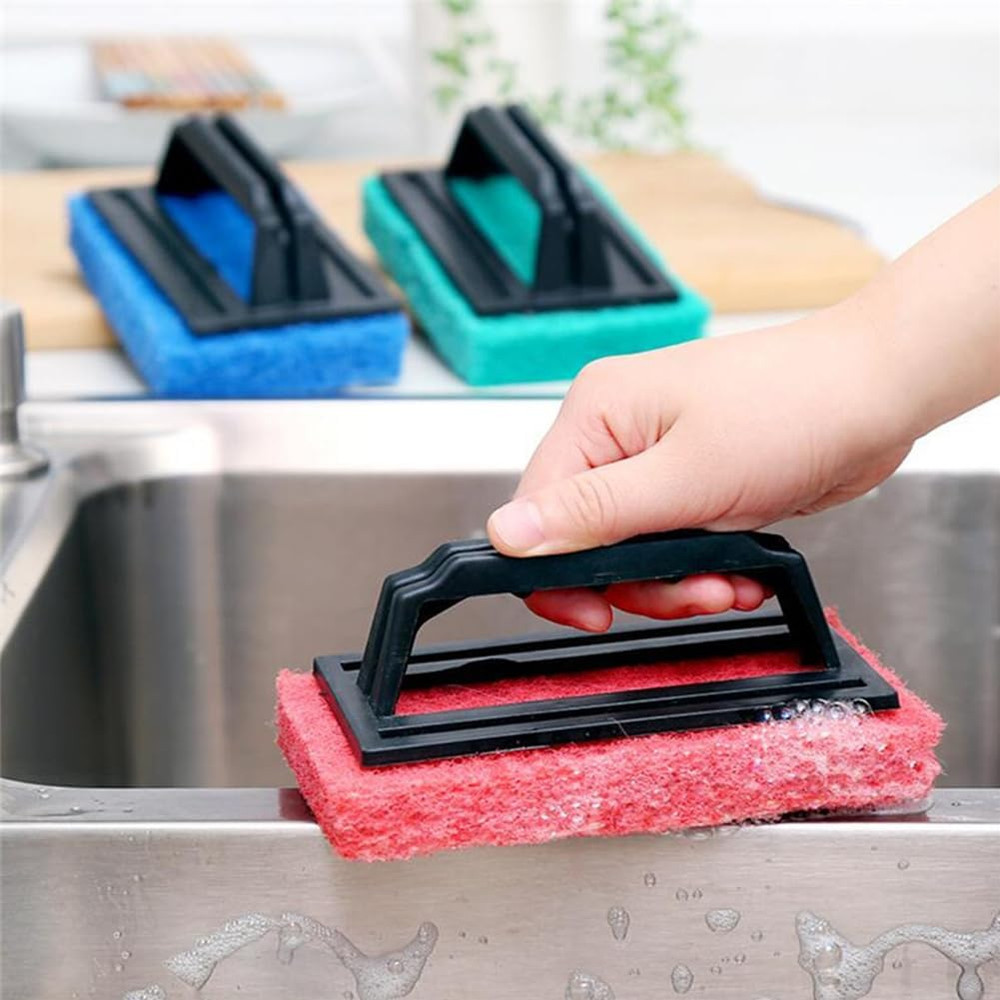 3Pc Handheld Pool Scrub Brush Sponge Pad Bathroom Tile Tub Sink Spa Step