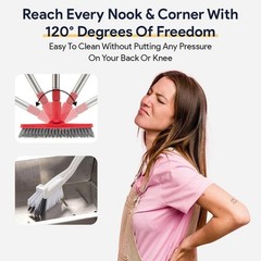 Grout Brush with Long Handle Extendable Tile Floor Scrubber Crevice Cleaning Set