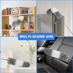 2 Pcs Microfiber Feather Duster,Extendable Duster Up to 100″ Extra Long Pole