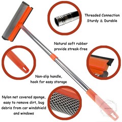 Window Squeegee for Window Cleaning, Squeegee Window Cleaner Tool 2 in 1 Car