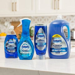 (4 pack) Dawn Platinum EZ-Squeeze Dish Soap, Fresh Rain, 12.2 oz – Grease Remova