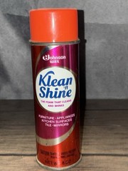 Johnson Wax Klean N Shine Foam Cleaner 1980 Spray Can 8oz Vintage Full Can