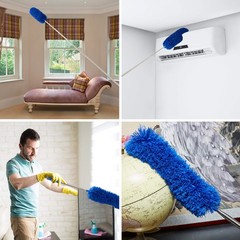 Cobweb Duster Extension Pole Washable Cleaning Kit Telescoping 82 Inch Blue