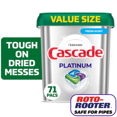 Cascade Platinum Dishwasher Pods, Dishwasher Detergent Soap Tabs, Fresh 71 Count