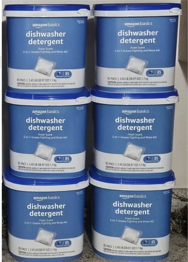 Lot 6 New Dishwasher Detergent PODS Pacs FRESH SCENT (510 TOTAL) Amazon Basics