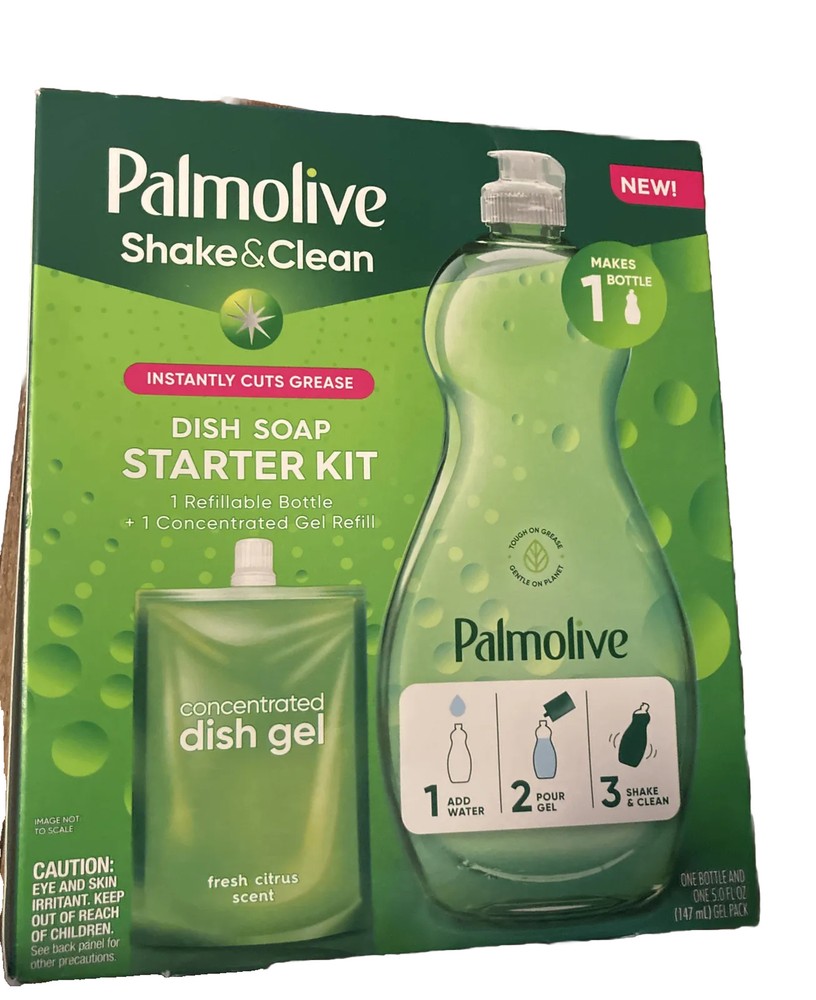 Palmolive Shake & Clean Dish Soap Starter Kit – 1 bottle and 1 refill – NEW