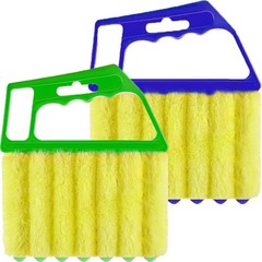 2 Pcs Washable Window Blind Cleaner – Hand-Held Mini Duster Color: Blue、green