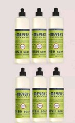 6 ~ Mrs Meyers Clean Day Dish Soap Cuts Grease Lemon Verbena Scent 16 oz