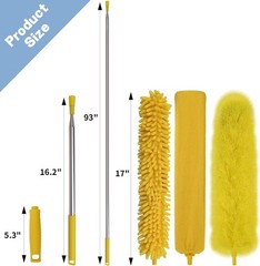 Cobweb Duster with Extension Pole, 110″ Microfiber Feather Duster Kit with Benda