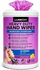 LUBECH Heavy Duty Hand Wipes, 6-Pack + Free Jumbo Accordion Windshield Sunshade.