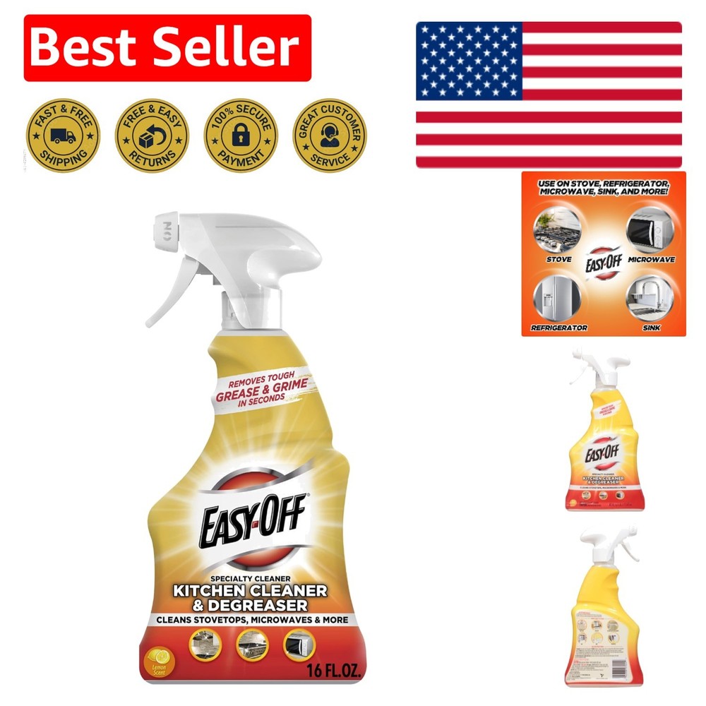 Powerful 16 Fl Oz Kitchen Degreaser Spray – Citrus Lemon Freshness in a Bottle