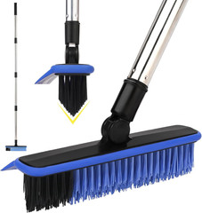 Grout Cleaner Brush with Long Handle, V-Shaped Floor Scrub Brush Swivel Grout Br