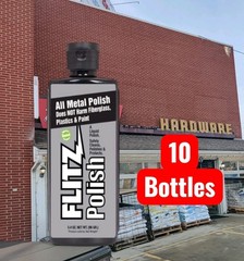 10 Bottles Flitz No Scent Metal Polish 3.4 oz Liquid