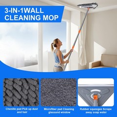 Wall Mop with 80 Inches Long Handle, Wall Cleaner Mop Tool for Window/Walls/C…