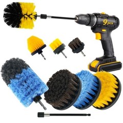 9 Pcs Drill Brush Set – Soft & Hard Bristles Cleaning Kit for Home, Car, Bathroo