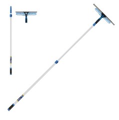 Professional 2-in-1 Squeegee & Scrubber – 14” Window Cleaning Tool & 8’ Conne…