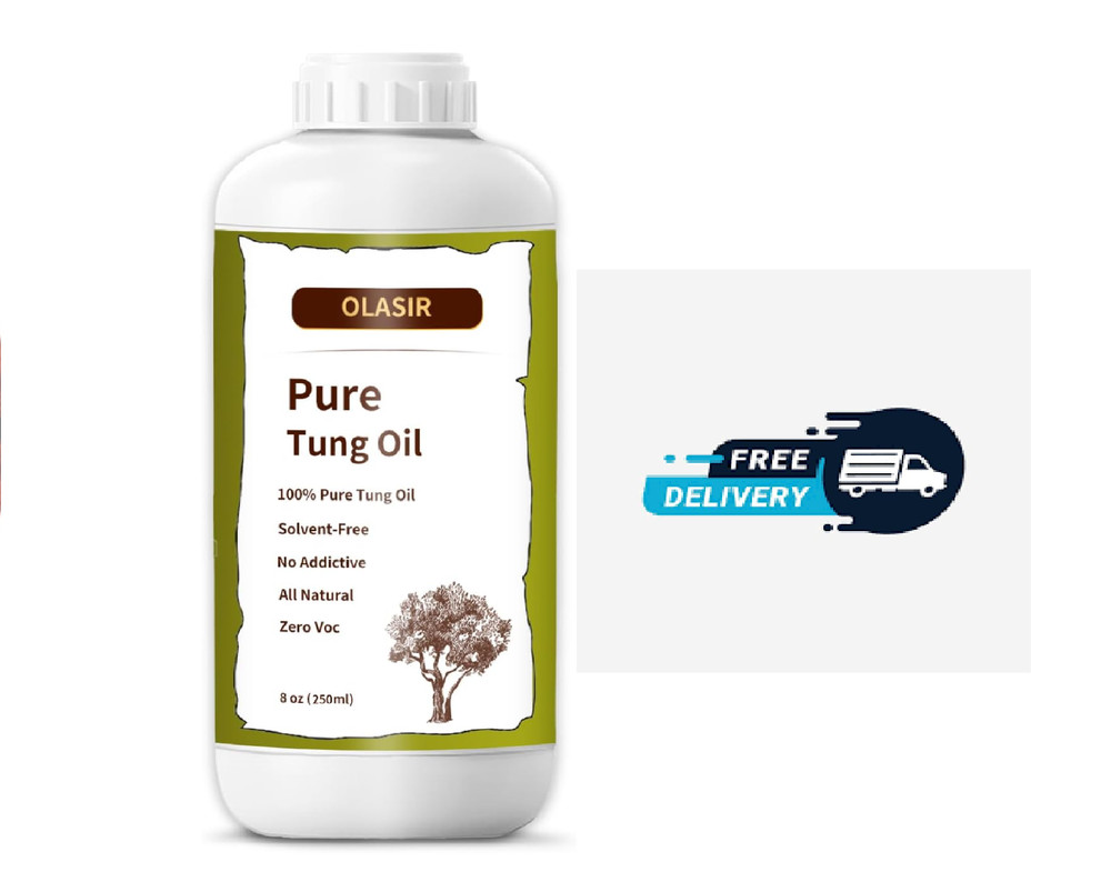 8 oz 100% Natural Pure Tung Oil for Wood Finishing Food Grade Safe, Waterproof T