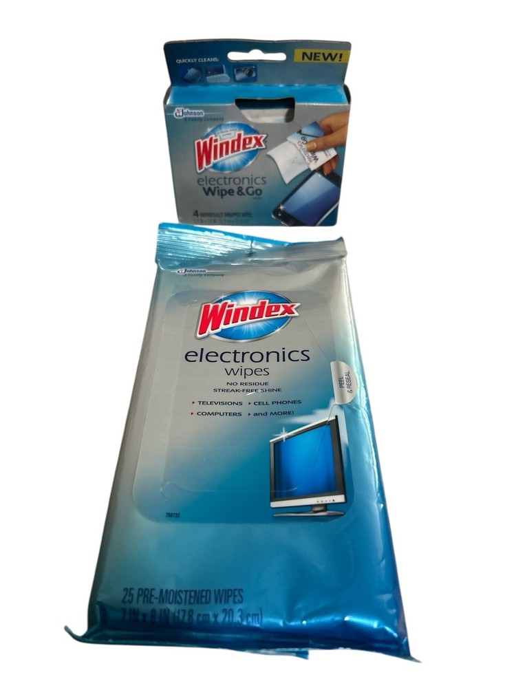 Windex Electronics “Wipe & Go” Individually Wrapped Wipes Box Of 4 & 25 Pk Wipes