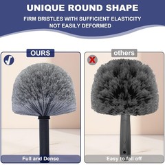 Grey Corner Cobweb Duster Head Brush Twist On Spider Web Indoor Outdoor Cleaner