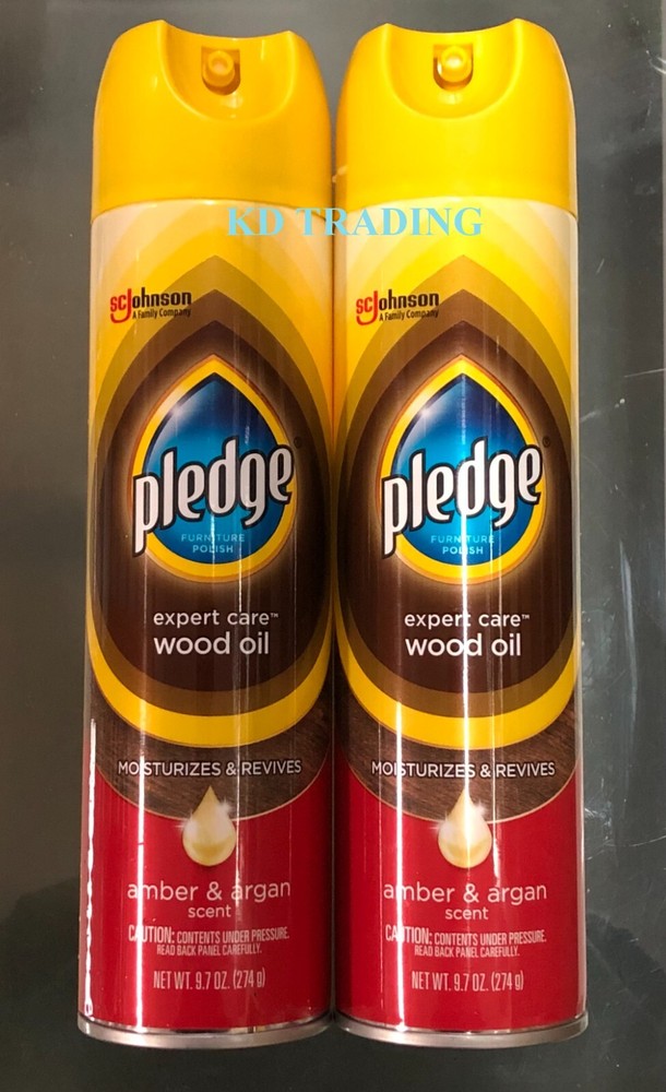 (2-Pk) Pledge ~ Furniture Polish EXPERT CARE Wood Oil CONDITIONER Amber & Argan
