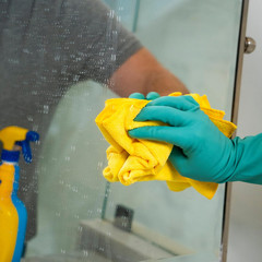 plus Glass & Mirror Foaming Cleaner 32 Oz (2 Units) and a Blue Microfiber Rag Ec