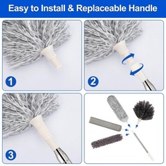 Microfiber Duster With Extension Polestainless Steel 30 To 100 Inches Washable