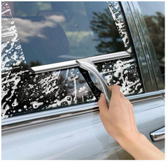 Stainless Steel Shower Squeegee w Hooks for Glass Mirror Tile 10in