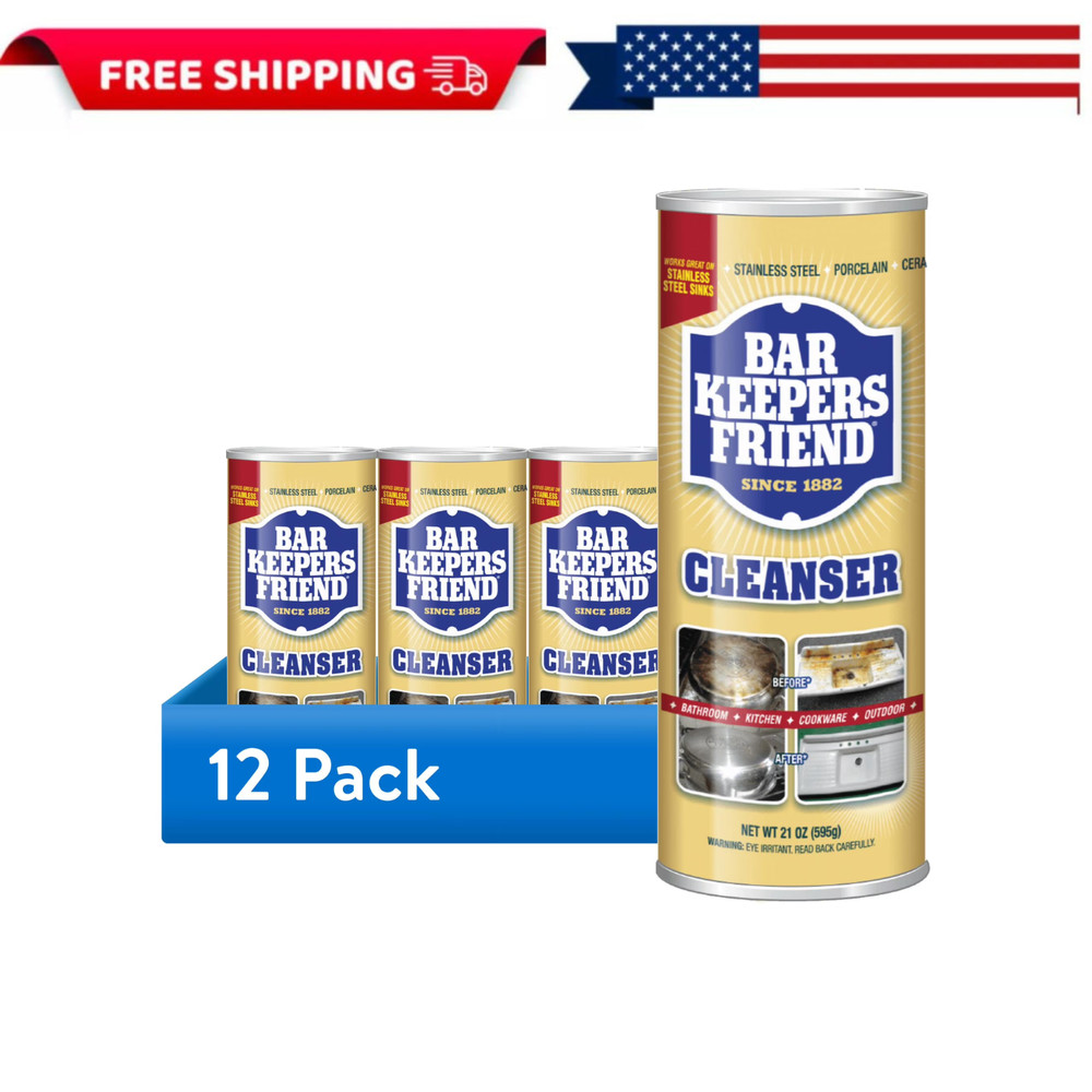 Bar Keepers Friend 21 oz Powder All-Purpose Cleaner Polish Cleanser Home 12 pack