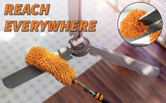 20 Foot High Ceiling Duster Kit and Scrub Brush with 4-12 Ft Extension Pole // T