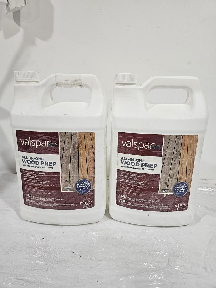 Valspar Wood Prep Deck Cleaner 128oz (2 Pack) Removes Stain Mildew Fence Patio