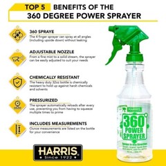 2~ Harris 360 Power Sprayer Clear/Green Plastic Bottle Sprats Any Direction 32oz