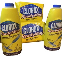 Clorox Ready Mop 2 BOTTLES Advanced Floor Cleaner 24oz New + 16 REFILL PADS