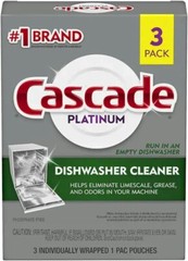 Cascade Platinum Dishwasher Cleaner, 3 count 2 Boxes