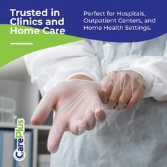 CARE PLUS Vinyl Gloves Clear Extra Large Size 200 Count X-Large,